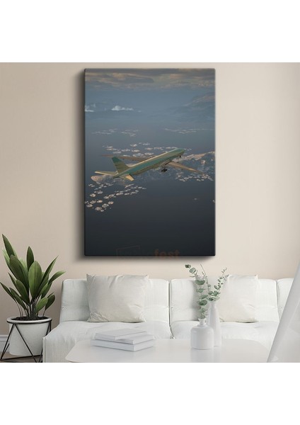 Boeing 777 - Okyanus Üzerinde Seyreden Yolcu Uçağı Kanvas Tablo