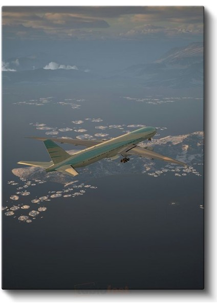 Boeing 777 - Okyanus Üzerinde Seyreden Yolcu Uçağı Kanvas Tablo fiyatları