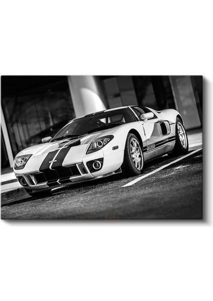 Ford Gt - Siyah Beyaz Çizgili Amerikan Spor Otomobili Kanvas Tablo fiyatları