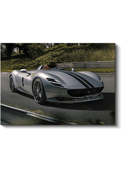 Ferrari Monza Sp2 - Gümüş Yarış Otomobili Kanvas Tablo fiyatları