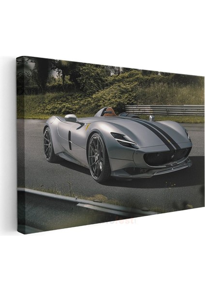 Ferrari Monza Sp2 - Gümüş Yarış Otomobili Kanvas Tablo modelleri