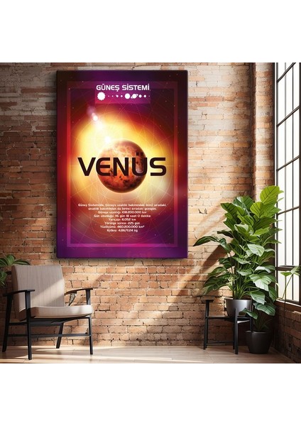 Venüs - Güneş Sistemi Bilgi Tablosu Kanvas Tablo