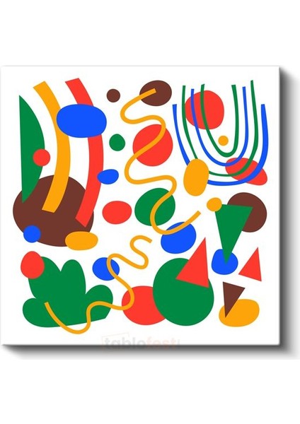 Renkli Geometrik Oyun - Neşeli Soyut Kompozisyon Kanvas Tablo fiyatları