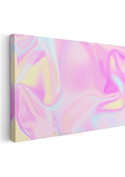 Pastel Akışkan - Pembe Sarı Dalgalı Desenler Kanvas Tablo modelleri