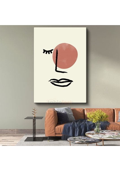 Soyut Portre - Minimalist Çizgisel Yüz Ifadesi Kanvas Tablo