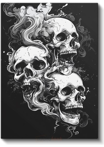 Duman Kafatasları - Ölümün Dansı ve Varoluşun Gölgesi Kanvas Tablo fiyatları