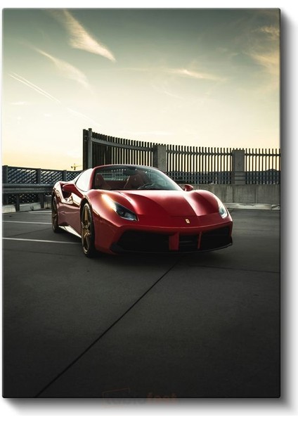 Ferrari 488 - Kırmızı Italyan Süper Spor Otomobil Kanvas Tablo fiyatları