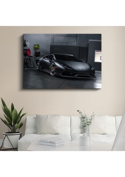 Lamborghini Huracan - Mat Siyah Italyan Süper Otomobil Kanvas Tablo