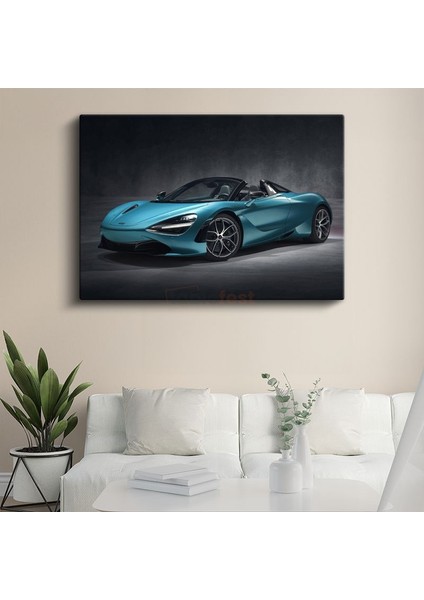 Mclaren 720S Spider - Turkuaz Convertible Süper Otomobil Kanvas Tablo