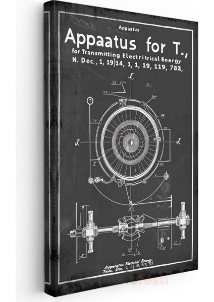 Tesla Bobini - Elektrik Enerjisi Iletim Cihazı Patenti Kanvas Tablo modelleri