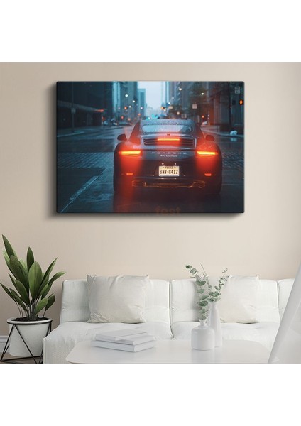 Porsche 911 Carrera - Şehir Işıklarında Lüks Otomobil Kanvas Tablo