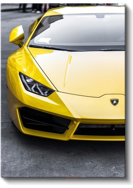 Lamborghini Huracan - Sarı Spor Otomobil Detayı Kanvas Tablo fiyatları