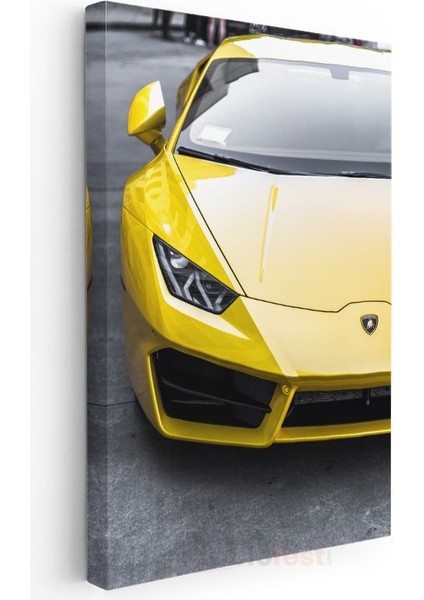 Lamborghini Huracan - Sarı Spor Otomobil Detayı Kanvas Tablo modelleri