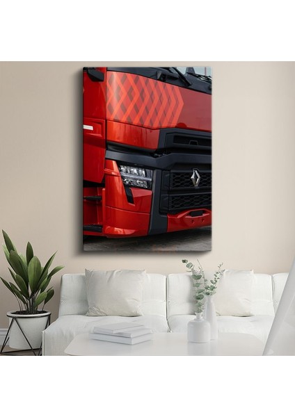 Renault Trucks - Modern Kırmızı Tır Ön Tasarımı Kanvas Tablo