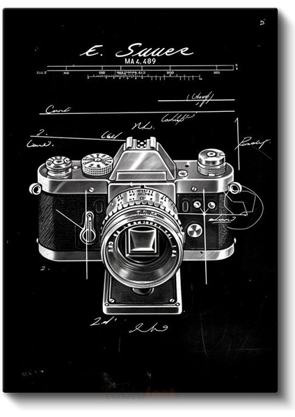 Fotoğraf Makinesi Şeması - Klasik Analog Ekipman Kanvas Tablo fiyatları