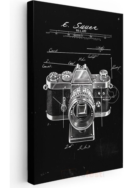 Fotoğraf Makinesi Şeması - Klasik Analog Ekipman Kanvas Tablo modelleri