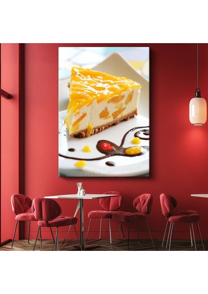 Mango Cheesecake - Tatlı Tutkunları Için Lezzetli Dilim Kanvas Tablo