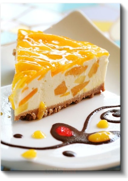 Mango Cheesecake - Tatlı Tutkunları Için Lezzetli Dilim Kanvas Tablo fiyatları