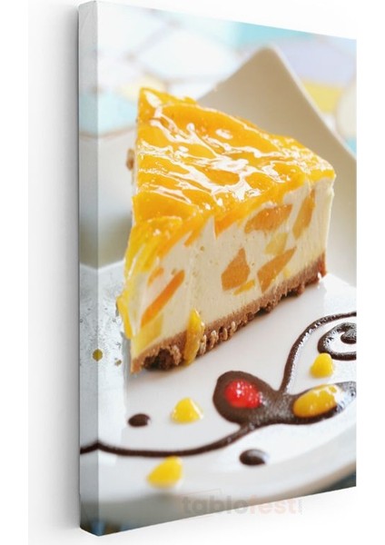Mango Cheesecake - Tatlı Tutkunları Için Lezzetli Dilim Kanvas Tablo modelleri
