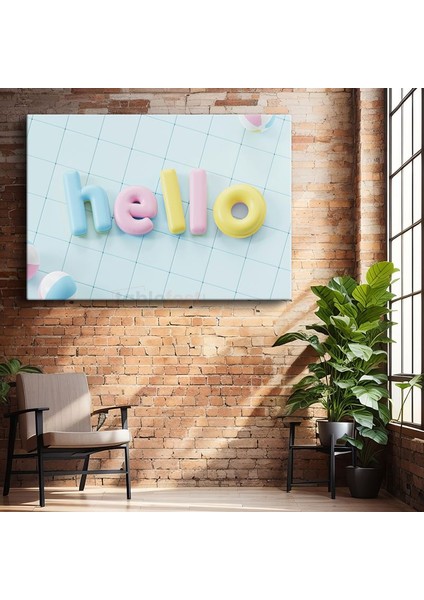 Hello - Pastel Renkli Şişme Harfler Kanvas Tablo