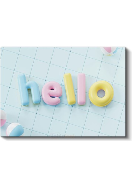 Hello - Pastel Renkli Şişme Harfler Kanvas Tablo fiyatları