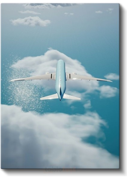 Yolcu Uçağı - Bulutlar Üzerinde Seyahat Eden Havayolu Kanvas Tablo fiyatları