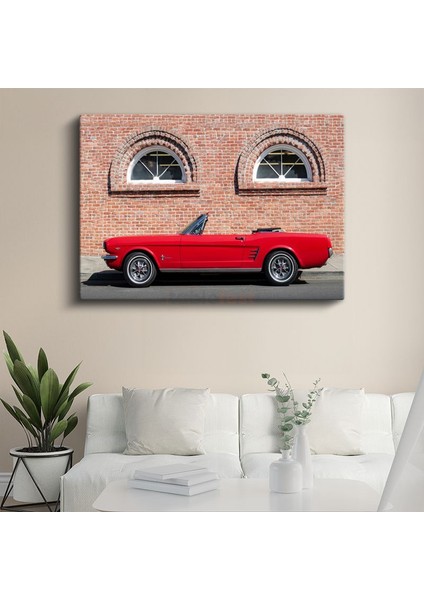 Ford Mustang - Klasik Kırmızı Convertible Kanvas Tablo