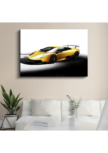 Lamborghini Murcielago Sv - Sarı Süper Spor Otomobil Kanvas Tablo