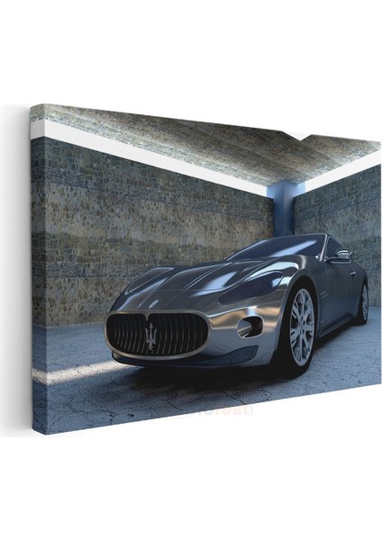 Maserati Granturismo - Gümüş Lüks Italyan Spor Otomobil Kanvas Tablo modelleri