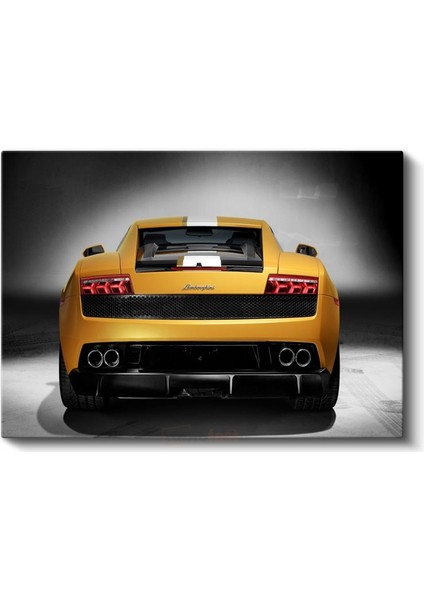 Lamborghini Gallardo - Sarı Süper Otomobil Arka Görünüm Kanvas Tablo fiyatları