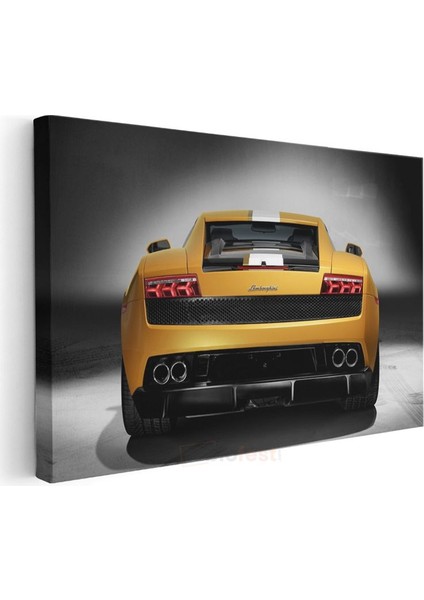 Lamborghini Gallardo - Sarı Süper Otomobil Arka Görünüm Kanvas Tablo modelleri