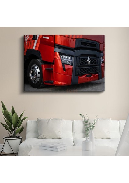 Renault Kamyon - Kırmızı Tır Ön Detay Kanvas Tablo