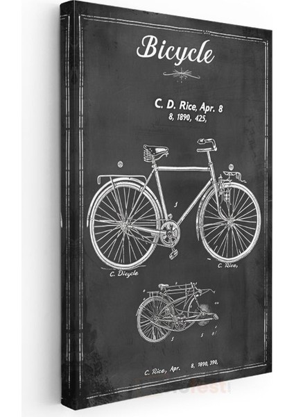 Klasik Bisiklet - 1890 Vintage Teknik Çizim Kanvas Tablo modelleri