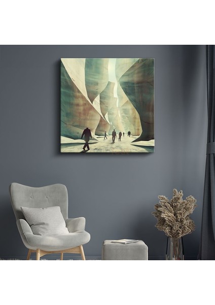 Boyutlar Arası Geçit - Bilinmeyene Yürüyen Siluetler Kanvas Tablo