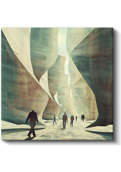 Boyutlar Arası Geçit - Bilinmeyene Yürüyen Siluetler Kanvas Tablo fiyatları