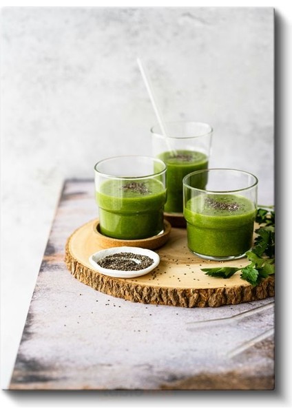 Yeşil Detoks - Chia Tohumlu Sağlıklı Içecekler Kanvas Tablo fiyatları