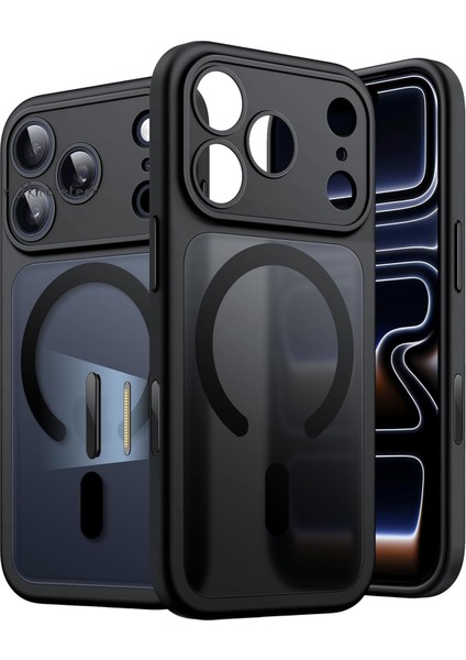 Apple iPhone 17 Pro Max Kılıf Mat Magsafe Şarj Özellikli Darbe Önleyici Hassas Buton Lansman Renkli Yumuşak Kenarlı Kapak