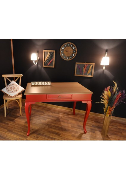100 cm Çekmeceli Masif Kırmızı Naturel Çalışma Masası fiyatları
