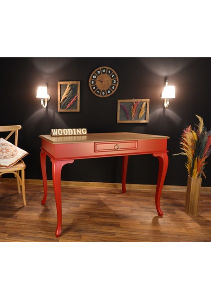 100 cm Çekmeceli Masif Kırmızı Naturel Çalışma Masası indirimleri