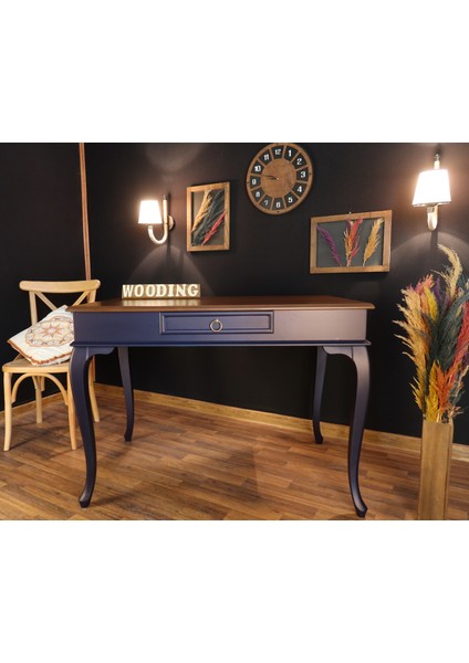 100 cm Çekmeceli Masif Lacivert Ceviz Çalışma Masası modelleri