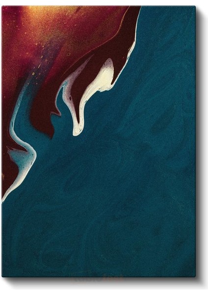 Okyanus Derinliği - Mavi ve Kırmızı Tonlarında Akışkan Kontrast Kanvas Tablo fiyatları