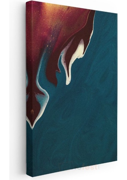 Okyanus Derinliği - Mavi ve Kırmızı Tonlarında Akışkan Kontrast Kanvas Tablo modelleri