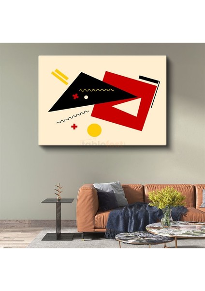 Geometrik Denge - Modern Bauhaus Stilinde Soyut Kompozisyon Kanvas Tablo