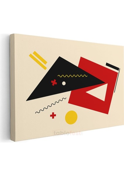 Geometrik Denge - Modern Bauhaus Stilinde Soyut Kompozisyon Kanvas Tablo modelleri