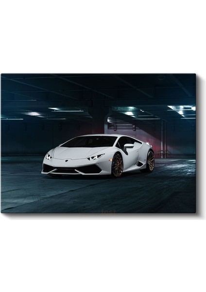 Lamborghini Huracan - Beyaz Süper Otomobil Garaj Kanvas Tablo fiyatları