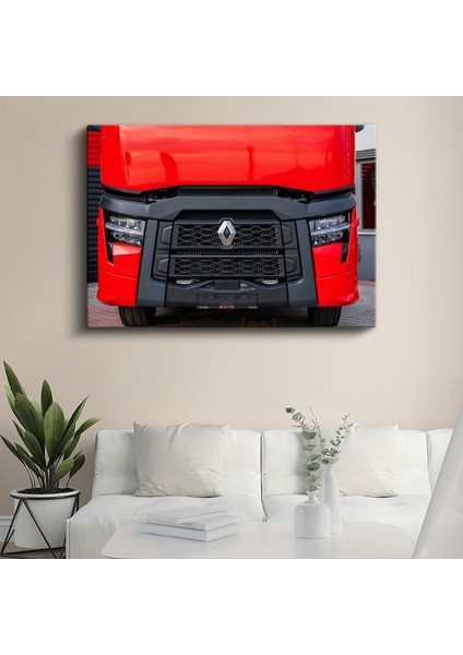 Renault Trucks - Kırmızı Modern Tır Ön Görünüm Kanvas Tablo