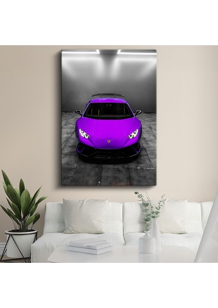 Lamborghini Huracan - Mor Süper Spor Otomobil Kanvas Tablo