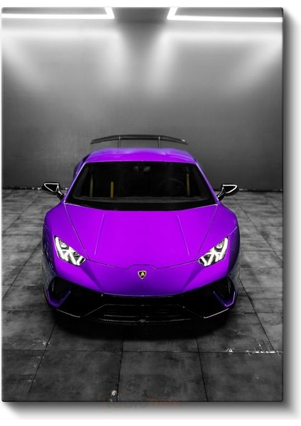 Lamborghini Huracan - Mor Süper Spor Otomobil Kanvas Tablo fiyatları
