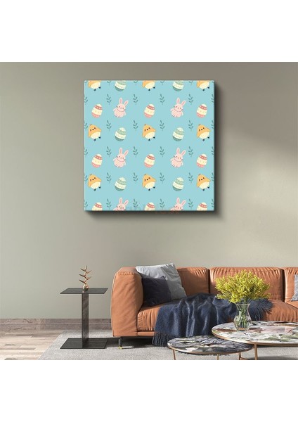 Sevimli Desenler - Paskalya Temalı Minimalist Vektör Kanvas Tablo