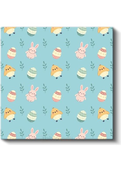 Sevimli Desenler - Paskalya Temalı Minimalist Vektör Kanvas Tablo fiyatları